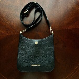 Michael Kors Briley small pebbled leather messenger bag, Black